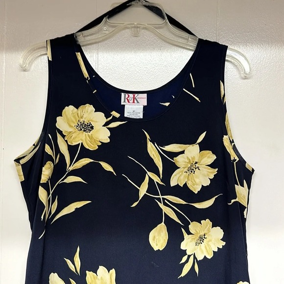 R&K Originals Blue with Yellow Floral Dress Sz10 - Picture 2 of 10